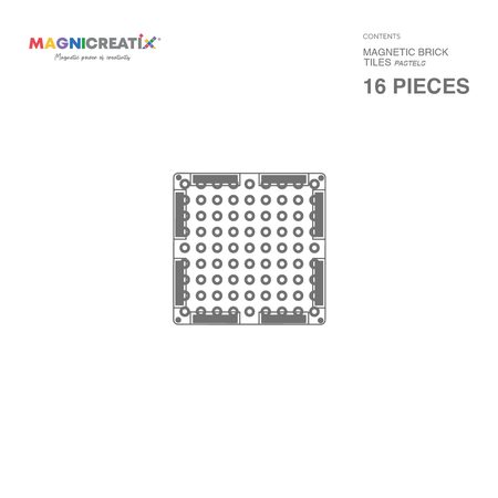 Klocki magnetyczne KOMPATYBILNE z LEGO® PASTEL 16 el. MAGNICREATIX