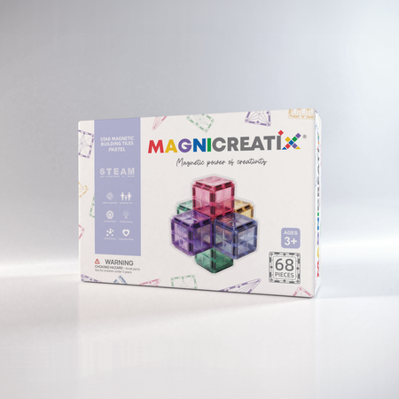 Klocki Magnetyczne PASTEL 68 el. MAGNICREATIX