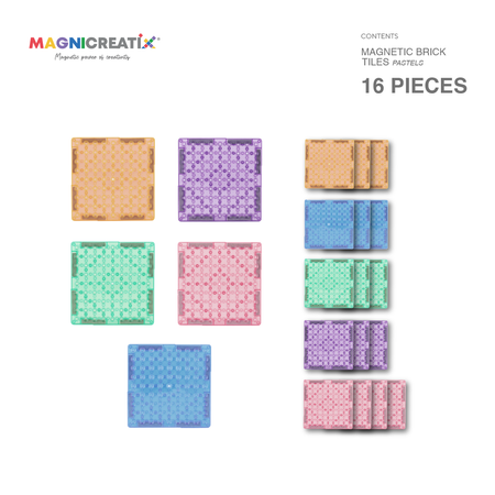 Klocki magnetyczne KOMPATYBILNE z LEGO® PASTEL 16 el. MAGNICREATIX