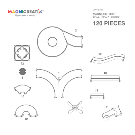 Klocki Magnetyczne KULODROM 120 el. MAGNICREATIX