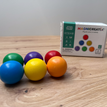 Klocki Magnetyczne Zestaw Drewnianych KULEK 6 szt. MAGNICREATIX