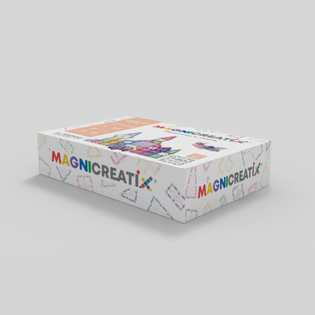 Klocki magnetyczne z ALFABETEM I LICZBAMI STEAM PASTEL 180 el.  MAGNICREATIX