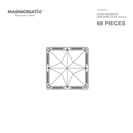 Klocki Magnetyczne PASTEL 68 el. MAGNICREATIX