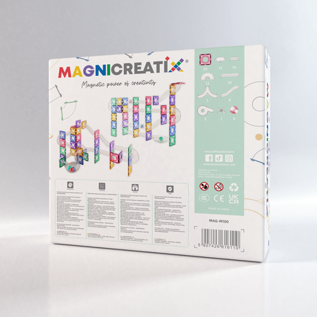 Klocki Magnetyczne Kulodrom MAGNICREATIX LIGHT BALL TRACK – 100 el.