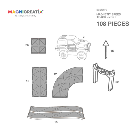 Magnetyczny Tor Wyścigowy MAGNICREATIX 108 el.