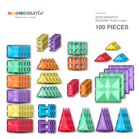 Klocki Magnetyczne Klasyczne 100 el. Zestaw startowy MAGNICREATIX 
