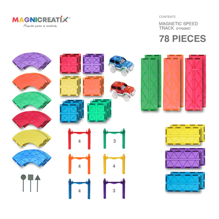 Klocki magnetyczne Tor wyścigowy 78 el. MAGNICREATIX