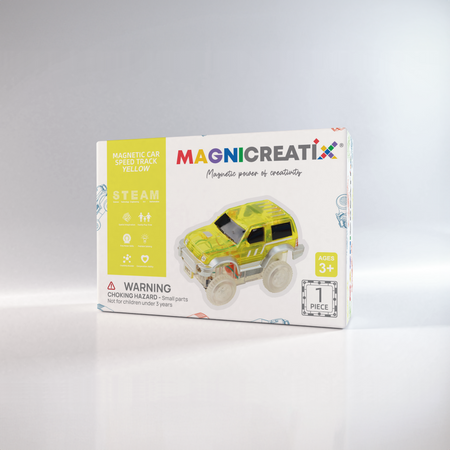 Klocki Magnetyczne SAMOCHÓD WYŚCIGOWY ŻÓŁTY MAGNICREATIX