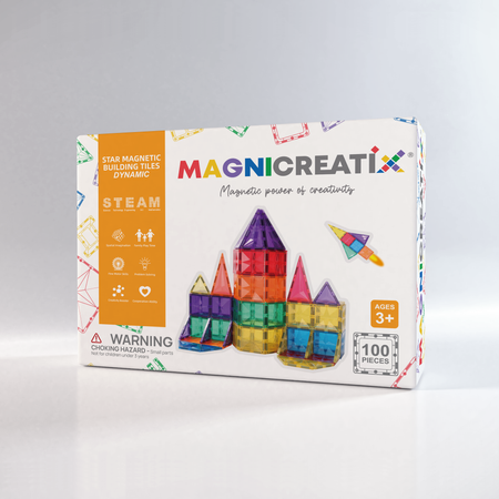 Klocki Magnetyczne Klasyczne 100 el. Zestaw startowy MAGNICREATIX 