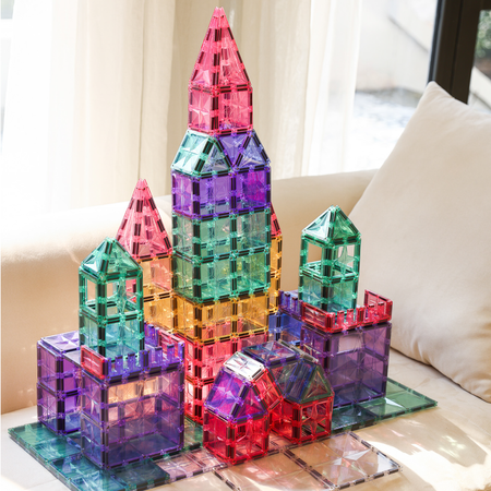 Klocki magnetyczne z ALFABETEM I LICZBAMI STEAM PASTEL 180 el.  MAGNICREATIX