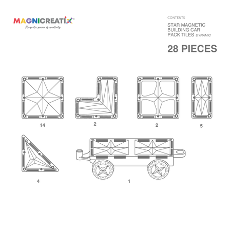 Klocki magnetyczne SAMOCHÓD POJAZD 28 el. MAGNICREATIX